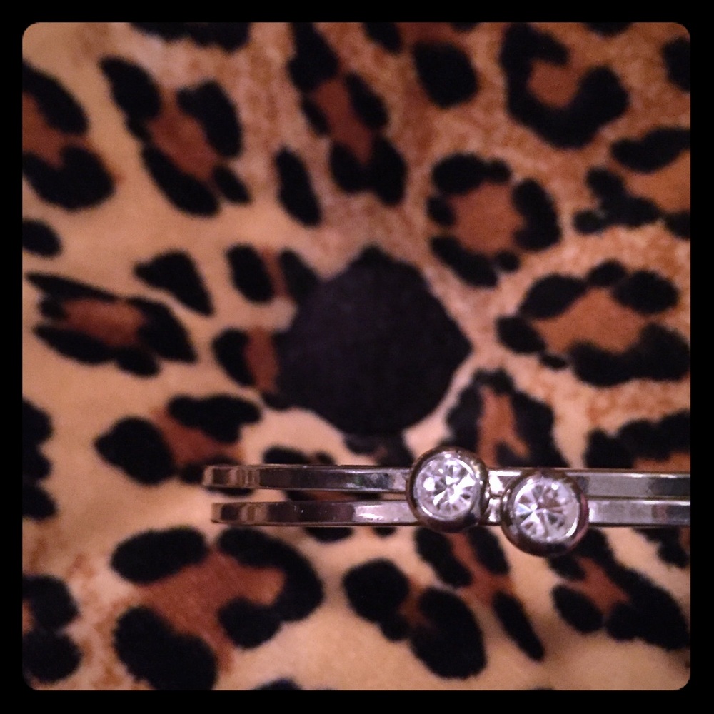 2 silver bangles Rhinestones - Picture 2 of 4